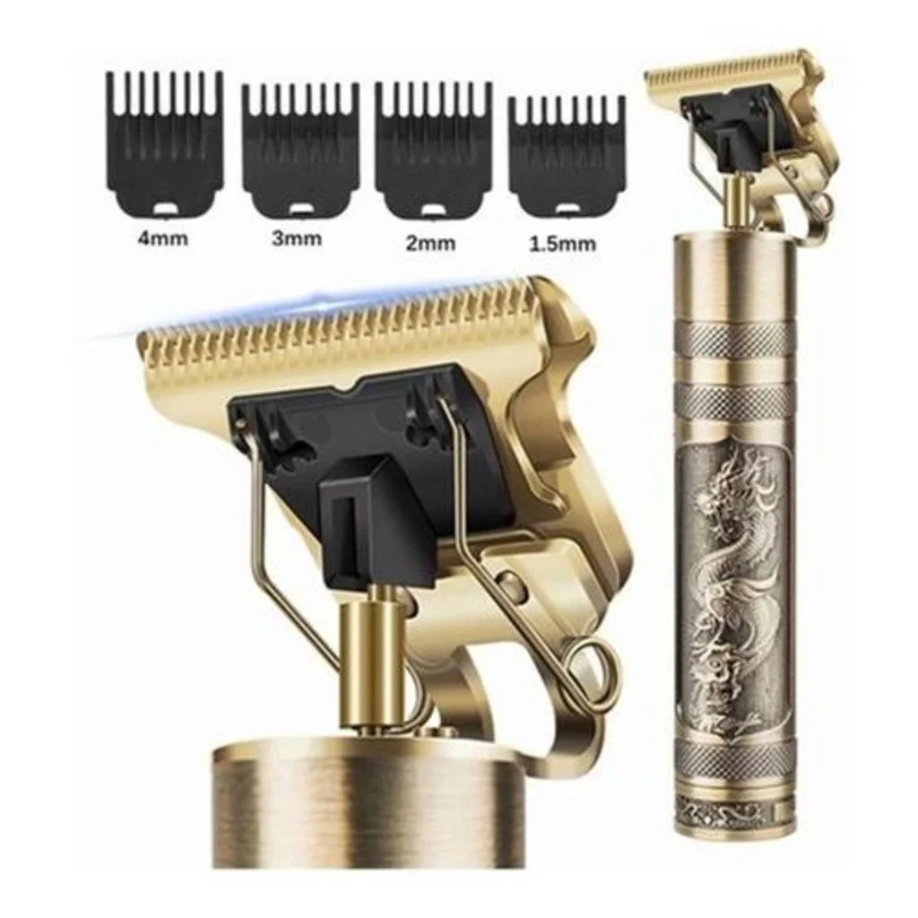 Kit Máquina de Cortar Cabelo e Barba Profissional Dourada - Aparador Cortador de Cabelo - FRETE GRÁTIS